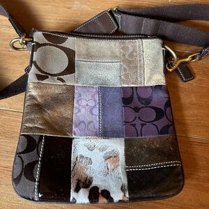 Coach Patchwork Crossbody Bag - Brown, Purple, Cream